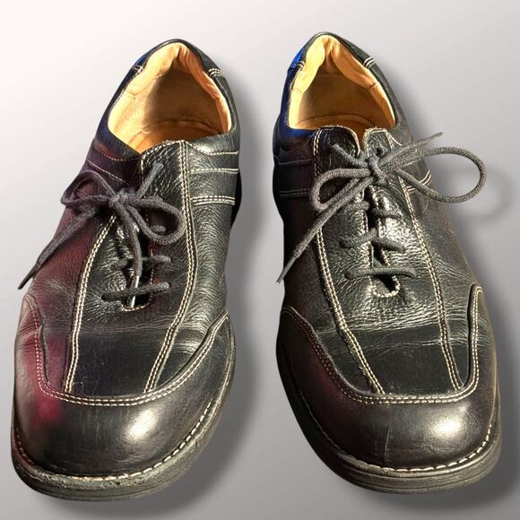 Men\'s Size 11 JOHNSTON & MURPHY Shuler Black Pebbled Leather Oxfords main image 2